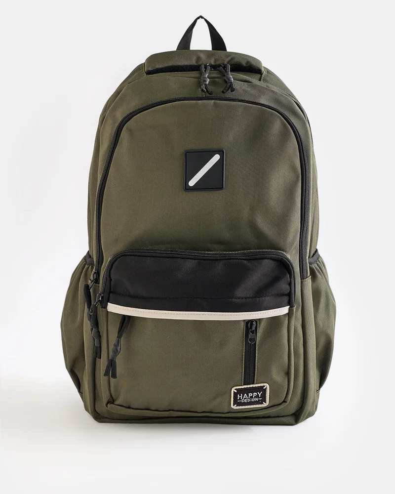 REDTAG Dark Olive Backpack With White Patch