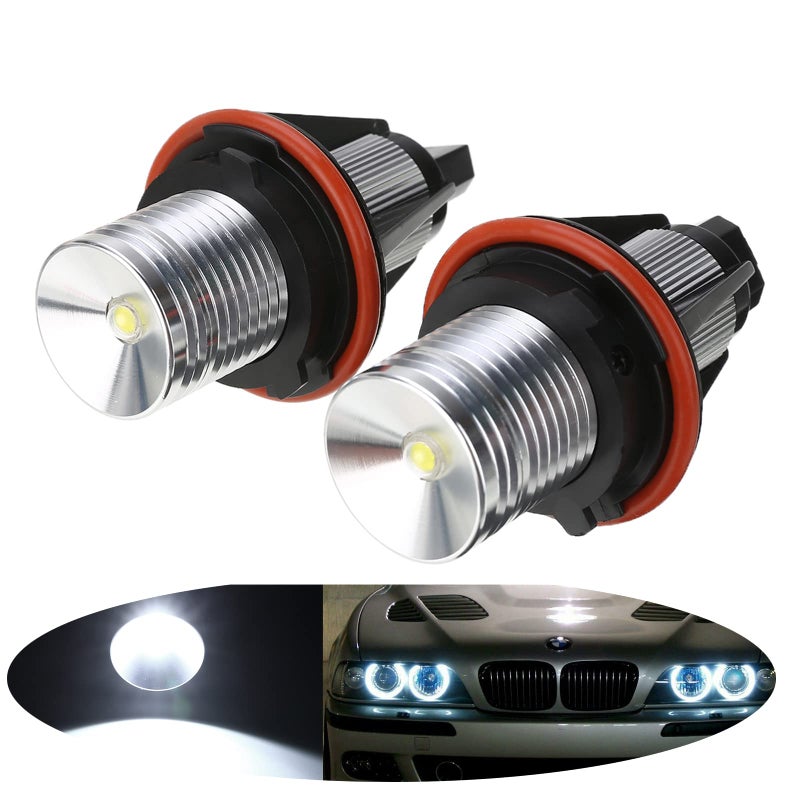 znakeauto Angel Eye Halo Ring Marker Side Light 2x 5W Replacement for BMW E39 E53 E60 E61 E63 E64 E65 E66 E87 525i 530i xi 545i M5 LED White Light