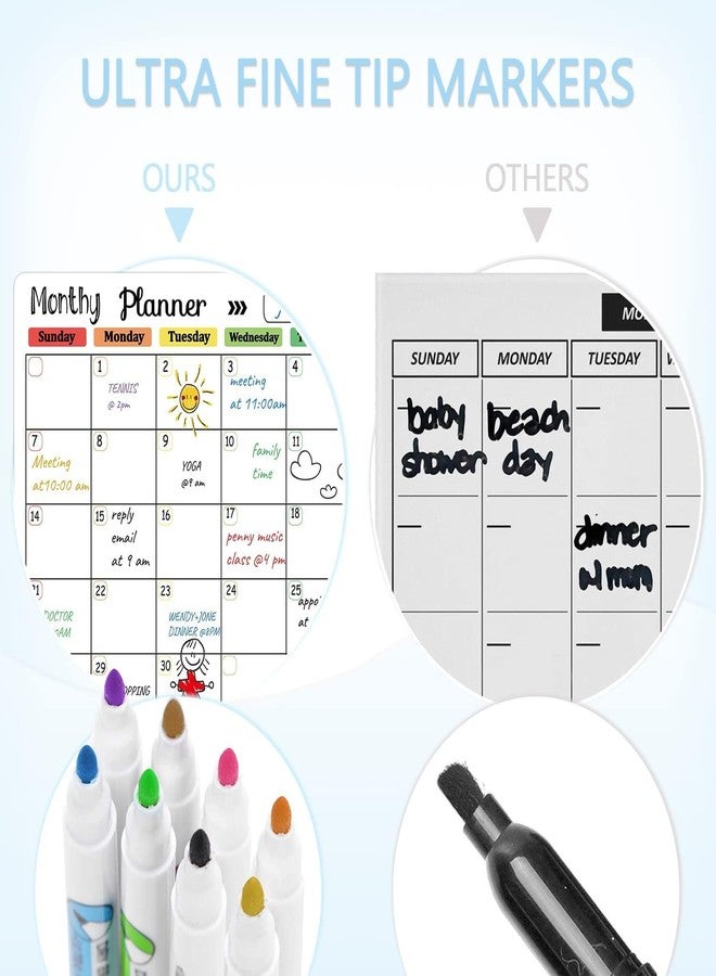 Hivillexun Magnetic Dry Erase Calendar Whiteboard Set (4-Pack) for Home and Kitchen, with Monthly and Weekly Views (16.5” x 11.8”), Magnetic Whiteboard and Daily Planners (12” x 8”) 8 Markers & Eraser - Image 3