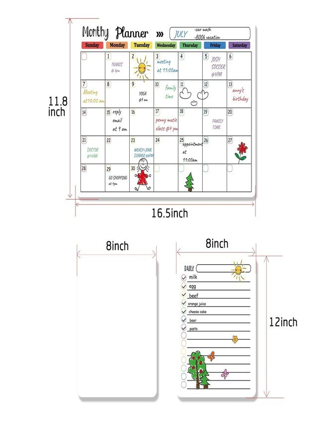 Hivillexun Magnetic Dry Erase Calendar Whiteboard Set (4-Pack) for Home and Kitchen, with Monthly and Weekly Views (16.5” x 11.8”), Magnetic Whiteboard and Daily Planners (12” x 8”) 8 Markers & Eraser - Image 4
