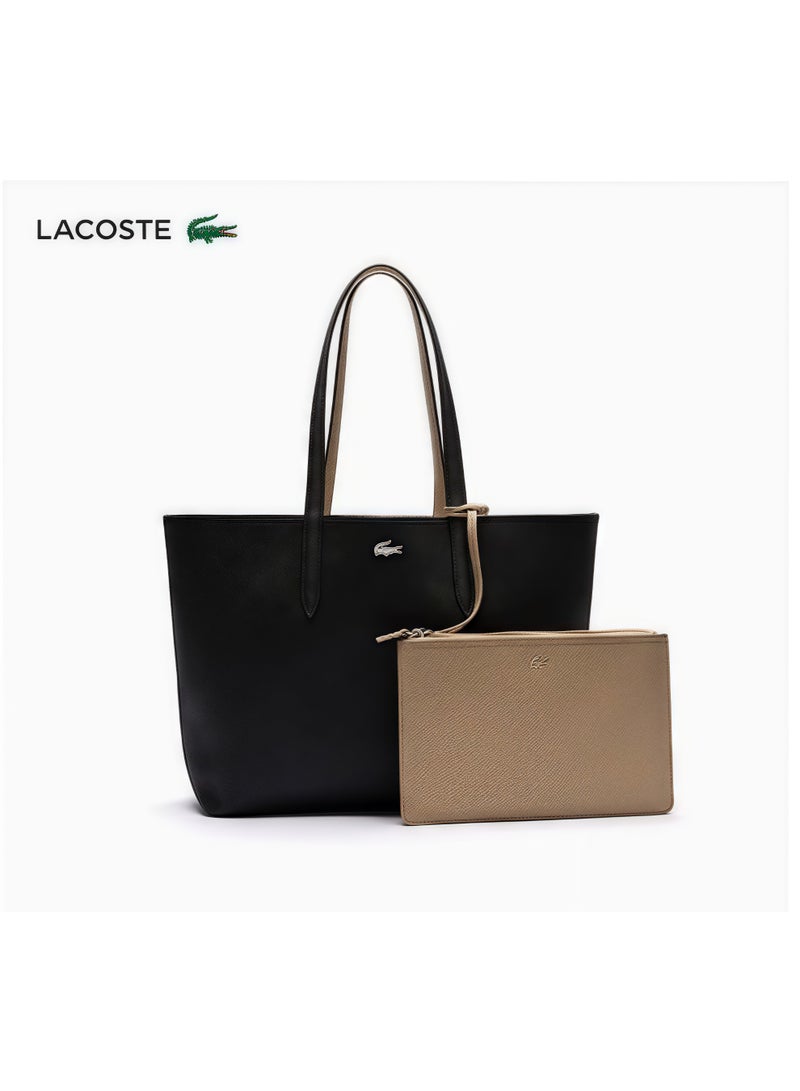 LACOSTE Lacoste Women's Double sided Two tone Large Capacity Handbag, Fashionable Multi functional, Black/Khaki - Image 1