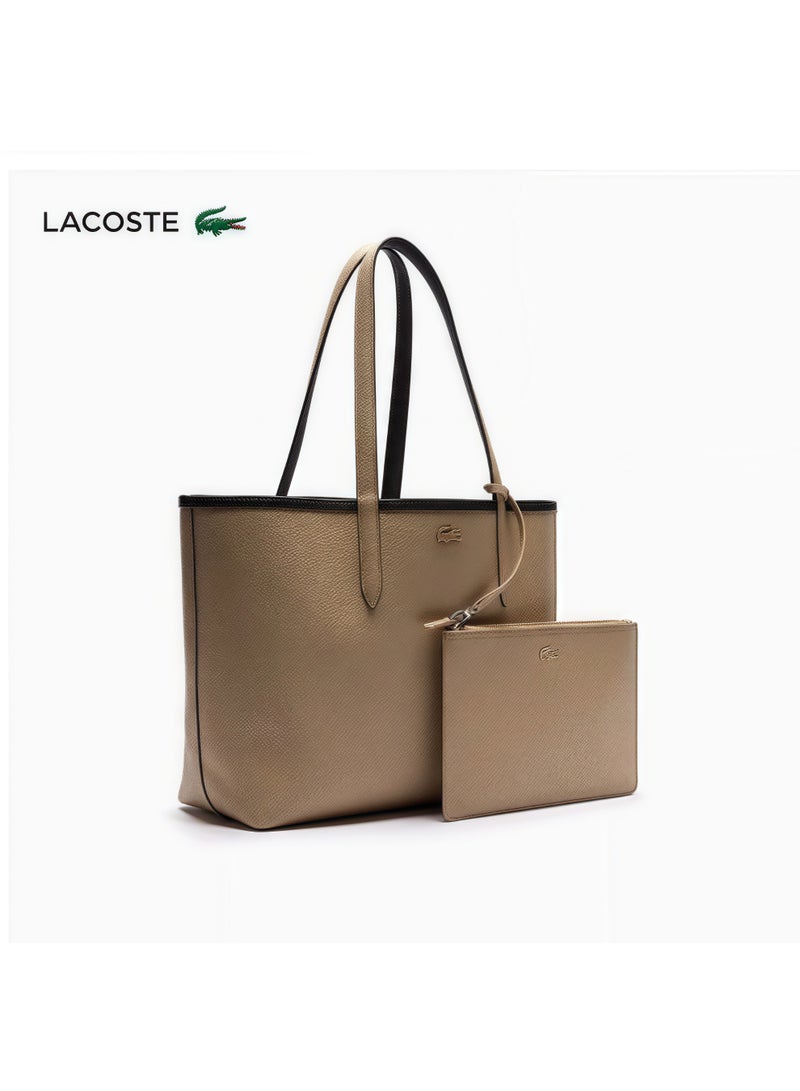 LACOSTE Lacoste Women's Double sided Two tone Large Capacity Handbag, Fashionable Multi functional, Black/Khaki - Image 2