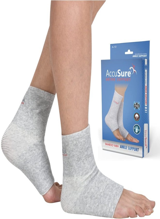 AccuSure Pair of Bamboo Yarn 4 Way Stretchable Bi-Layered Construction Ankle Compression Support Joint Pain Relief, Sprains, Tendonitis Reduce, For Men & Women- Medium - Image 2
