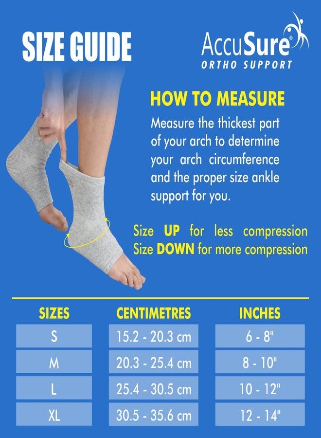 AccuSure Pair of Bamboo Yarn 4 Way Stretchable Bi-Layered Construction Ankle Compression Support Joint Pain Relief, Sprains, Tendonitis Reduce, For Men & Women- Medium - Image 3