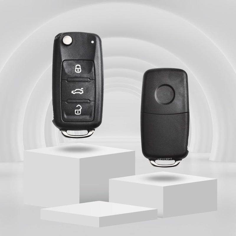 Keycept™ Premium 3 Button Remote flip Key Shell for Skoda Octavia, Laura, Superb, Fabia, Rapid, Polo, Vento, Jetta, Ameo, Passat- Durable Key Replacement (Key) - Image 5