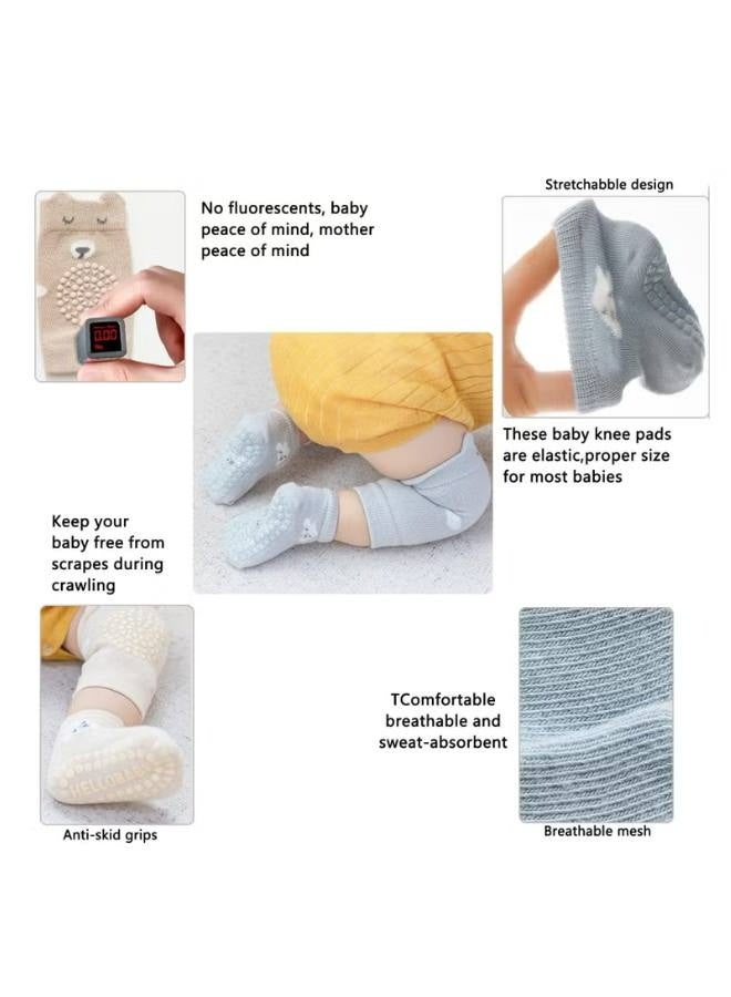 3 pairs Unisex Baby Crawling Anti-Slip Knee Pads and Socks Set,Save Toddler Boy Girl 12-24 Months Knee and Ankle (M) - Image 4