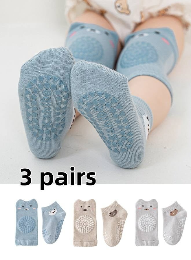 3 pairs Unisex Baby Crawling Anti-Slip Knee Pads and Socks Set,Save Toddler Boy Girl 12-24 Months Knee and Ankle (M) - Image 1