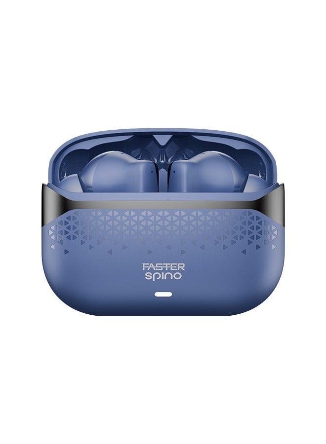 Faster Spino Wireless Earbuds- Bluetooth 5.4+EDR with ENC Noise Cancelling Ear Buds 10mm Drivers Smart Touch Control 5H Playtime 150H Standby- Type-C Fast Charging Low Latency Voice Assistant, Midnight Blue - Image 1