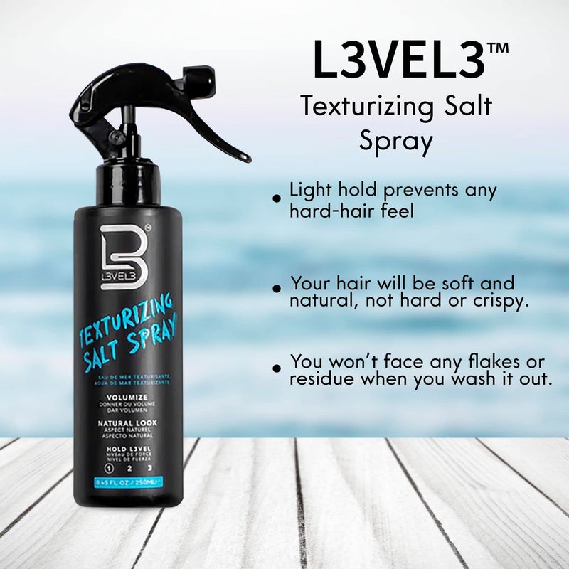 L3 Level 3 Sea Salt Texturizing Spray - Creates Beachy Waves and Texture - Casual Hair Finish (8.45 Fl Oz) - Image 3