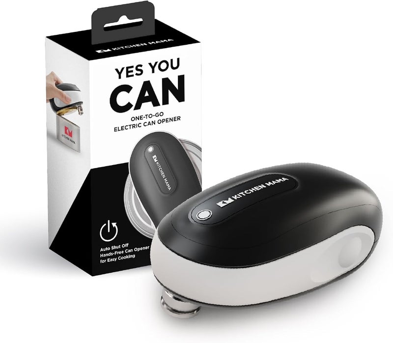 Kitchen Mama One-To-Go Electric Can Opener: One Touch, Auto Stop, Smooth Edge, Lid Lift, Safety, Automatic, Magnetic, Cordless, Battery Operated, Kitchen Appliance for Senior with Arthritis (White) - Image 1
