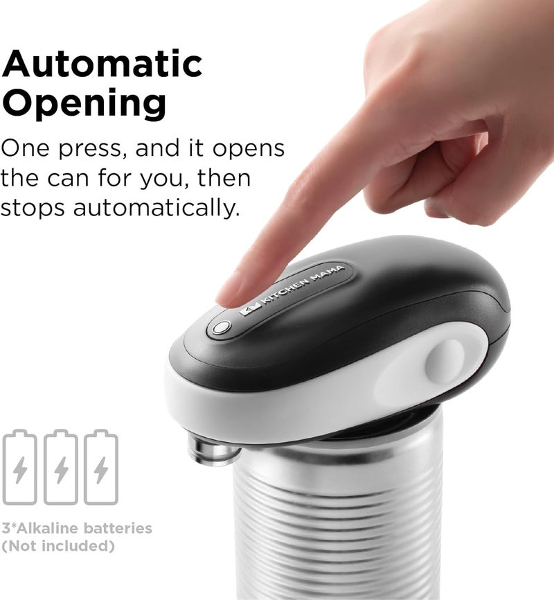 Kitchen Mama One-To-Go Electric Can Opener: One Touch, Auto Stop, Smooth Edge, Lid Lift, Safety, Automatic, Magnetic, Cordless, Battery Operated, Kitchen Appliance for Senior with Arthritis (White) - Image 2