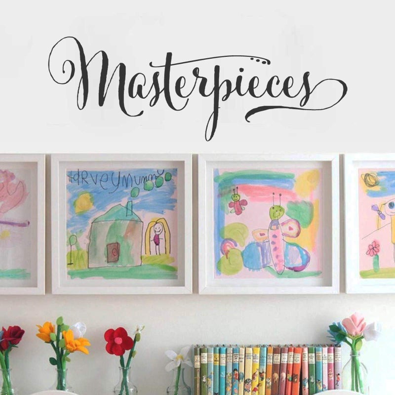 BATTOO Masterpieces Vinyl Wall Decal Sticker 30" Wide 10.5" Tall, Children Artwork Display Art Gallery Wall Art Sticker Playroom Nursery Classroom Decoration