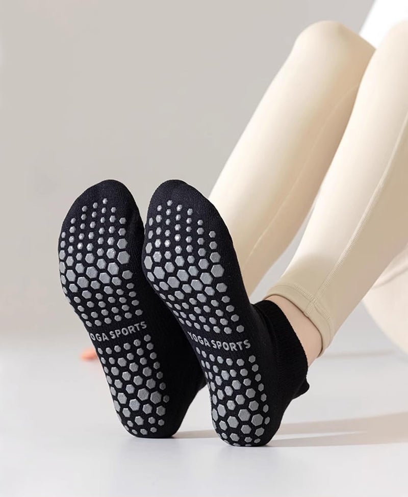 PUJANE 5 Pairs Grip Pilates Socks for Women, Non Slip Yoga Athletic Ankle Grippy Socks for Barre Ballet Gym Workout - Image 5