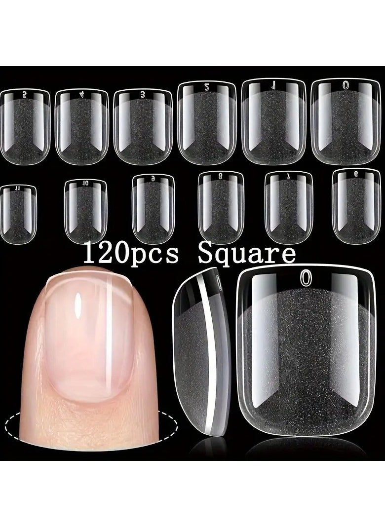 LANGMANNI 120pcs Soft Gel Fake Nails, Ultra-Thin Square Pre-Shaped Acrylic Tips, Unbreakable Matte Full Cover Press-Ons in 12 Sizes for Salon and DIY - Plastic, Unscented Nail Enhancements  - Image 2