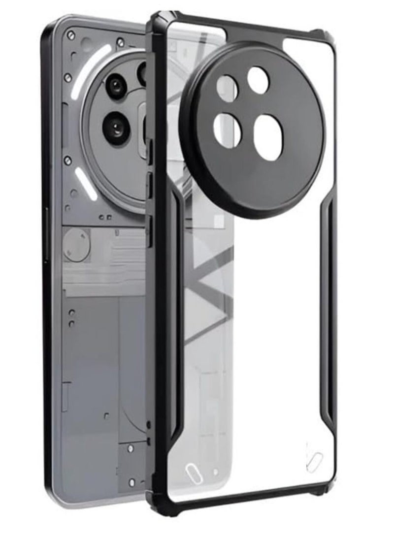 Nothing Phone 3a Pro Clear Hard PC Back Cover Case with Shockproof TPU Black Border 360 Degree Impact Resistant Camera Protection Transparent Cover For Nothing Phone 3a Pro - Image 1