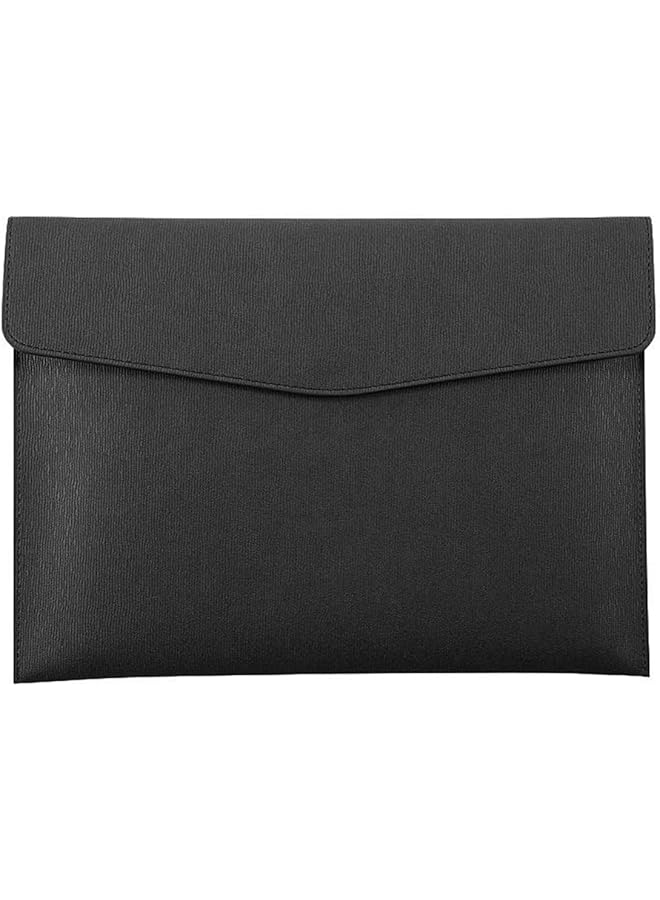 erorex Pu Leather A4 File Folder Document Holder Waterproof Portfolio Envelope Folder Case With Snap Closure Pu Leather Envelope Folder Pockets File Jacket Envelope Flat Document Organizer Black - Image 1