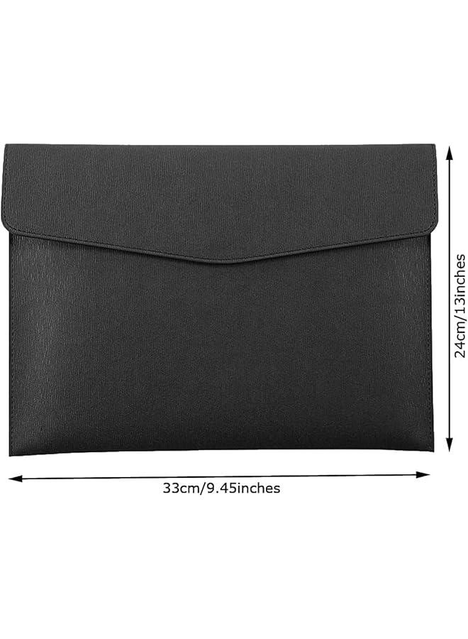 erorex Pu Leather A4 File Folder Document Holder Waterproof Portfolio Envelope Folder Case With Snap Closure Pu Leather Envelope Folder Pockets File Jacket Envelope Flat Document Organizer Black - Image 5