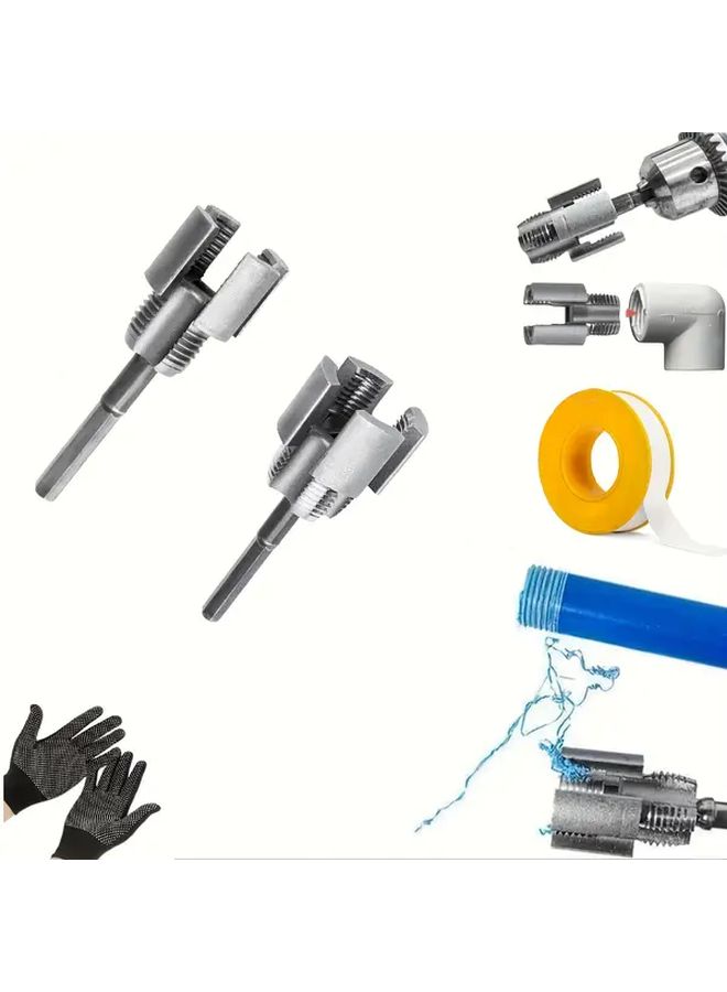 2pcs Integrated Internal External Thread Tool Set for PVC Pipe Compatible With Electric Drill - Image 1