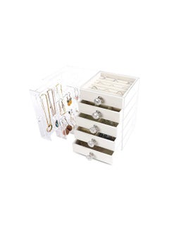 Acrylic Jewelry Box with 4 Drawers, Velvet Jewelry Organizer for