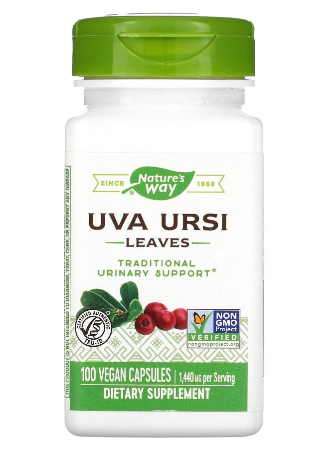 Nature's Uva Ursi Leaves 1440 mg 100 Vegan Capsules (480 mg per Capsule) 