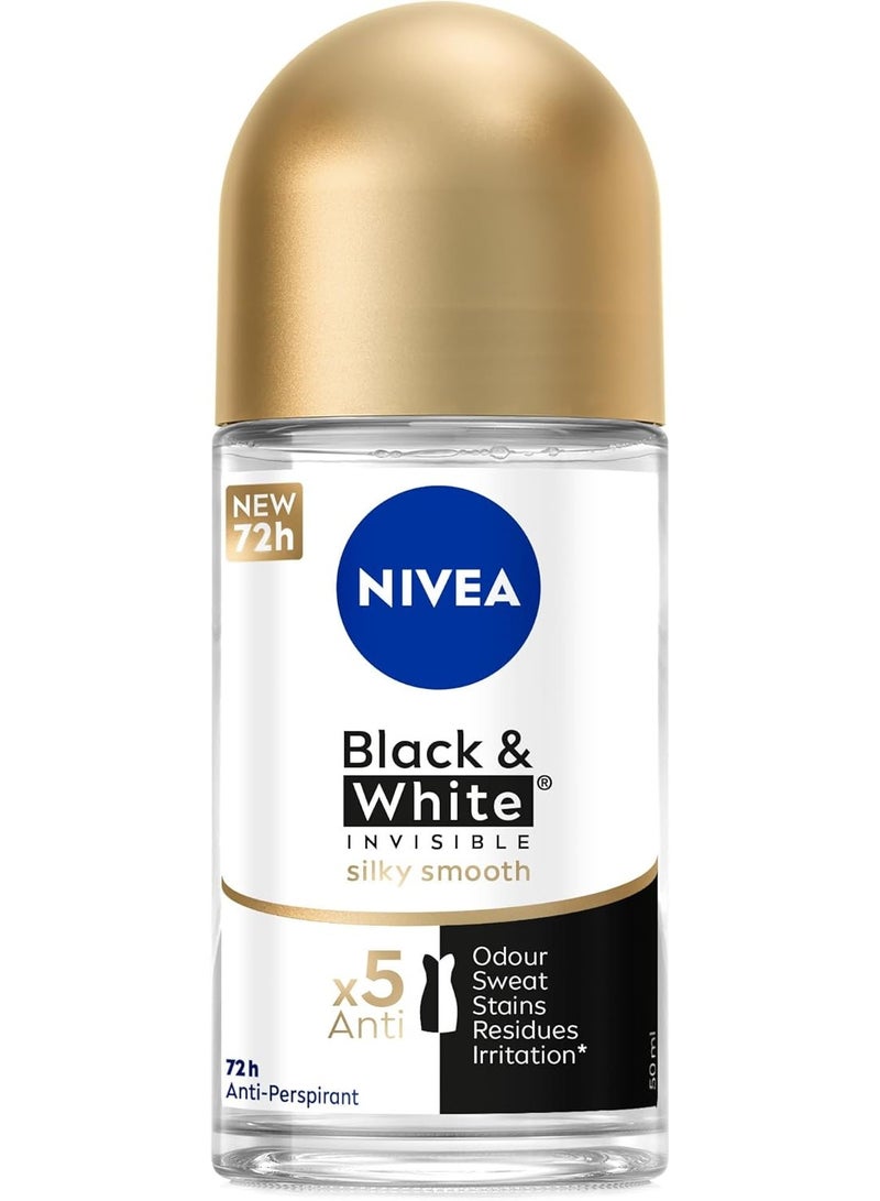 Nivea Nivea Antiperspirant For Women Roll on Black & White Invisible Silky Smooth 50 Ml 