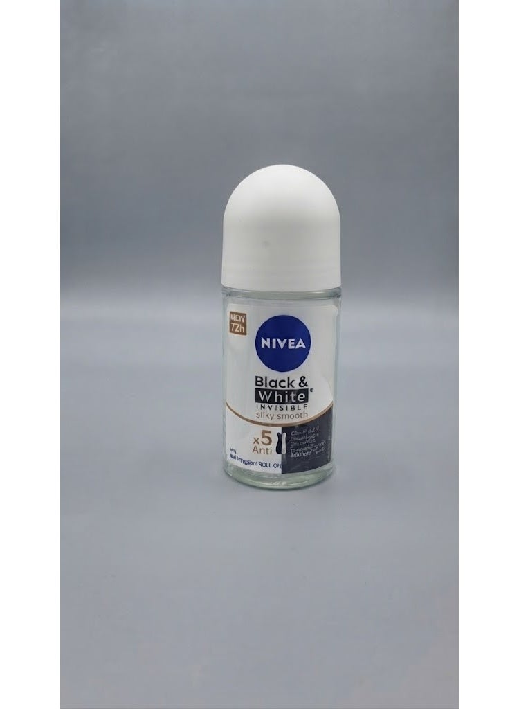 Nivea Deodorant Roll On Invisible Silky Black & White  Smooth 50 Ml (Packaging may vary) - Image 1