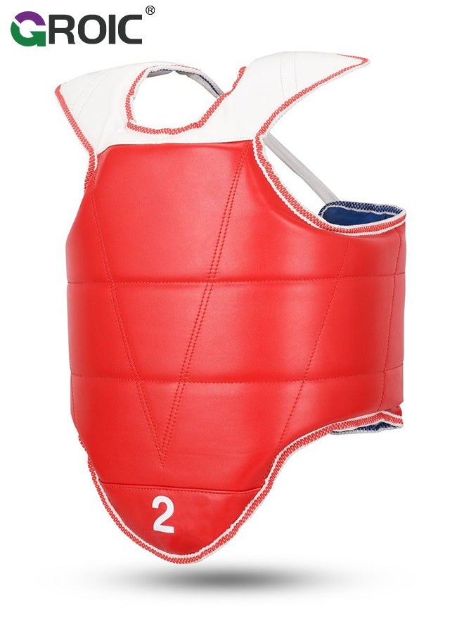 GROIC - Boxing Chest Guard, Kids Protector Reversible, Kickboxing MMA Muay Thai Chest Guard, Sparring Training Heavy Punching, Adjustable Shield, Martial Arts Upper Belly Protection Pad, Taekwondo TKD Vest - Image 1