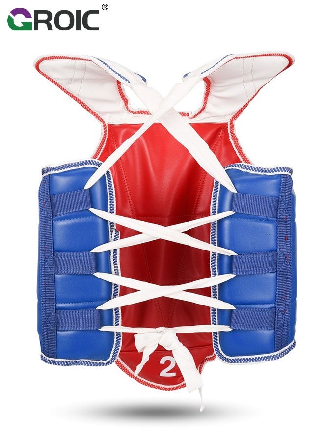 GROIC - Boxing Chest Guard, Kids Protector Reversible, Kickboxing MMA Muay Thai Chest Guard, Sparring Training Heavy Punching, Adjustable Shield, Martial Arts Upper Belly Protection Pad, Taekwondo TKD Vest - Image 1