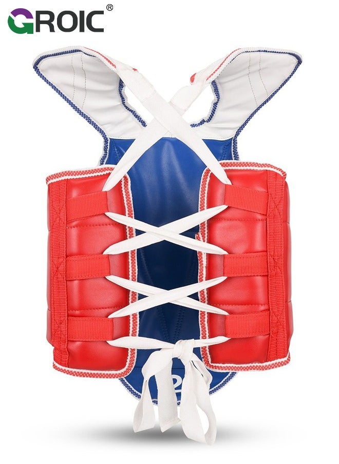 GROIC - Boxing Chest Guard, Kids Protector Reversible, Kickboxing MMA Muay Thai Chest Guard, Sparring Training Heavy Punching, Adjustable Shield, Martial Arts Upper Belly Protection Pad, Taekwondo TKD Vest - Image 1