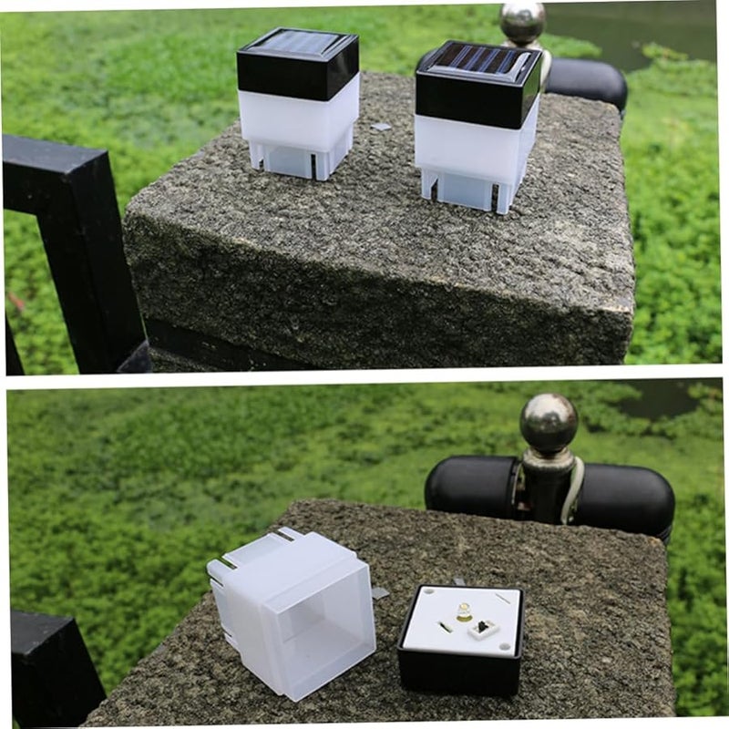 مصابيح سياج Jojofuny الشمسية الخارجية 2 قطعة مصابيح عمودية مقاومة للماء للحديقة والفسحة - Image 3