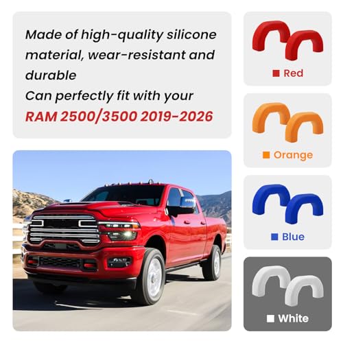 TECHPICCO Front Tow Hooks Covers for RAM 2500/3500 2019-2026, Hitch Cover Customized Car Tow Hooks Compatible with RAM 2500/3500 Accessories 2019-2026 (Red) - Image 4
