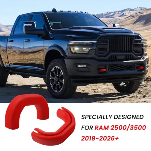 TECHPICCO Front Tow Hooks Covers for RAM 2500/3500 2019-2026, Hitch Cover Customized Car Tow Hooks Compatible with RAM 2500/3500 Accessories 2019-2026 (Red) - Image 2