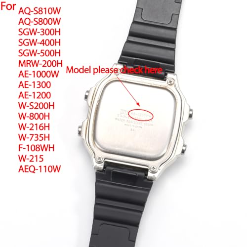 MCXGL Waterproof Resin Strap Compatible with Casio F108WH AE1200WH A158WA W800H A168WA Unisex Replacement Watch Band Rubber Bracelet (Black Black buckle) - Image 2