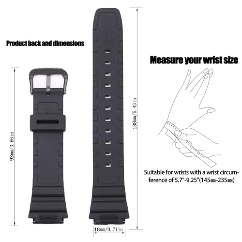 MCXGL Waterproof Resin Strap Compatible with Casio F108WH AE1200WH A158WA W800H A168WA Unisex Replacement Watch Band Rubber Bracelet (Black Black buckle) - Image 3