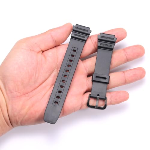 MCXGL Waterproof Resin Strap Compatible with Casio F108WH AE1200WH A158WA W800H A168WA Unisex Replacement Watch Band Rubber Bracelet (Black Black buckle) - Image 5