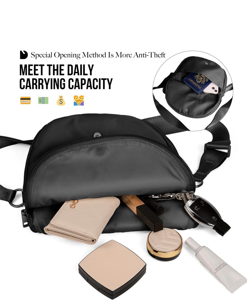 MEISEY Crescent Moon Bag for Women and Men, Fashion Medium Nylon Folding Crescent Moon Bag Single Shoulder with Adjustable Strap, Suitable for Exercise/Running/Hiking/Daily Travel/Work (black) - Image 3