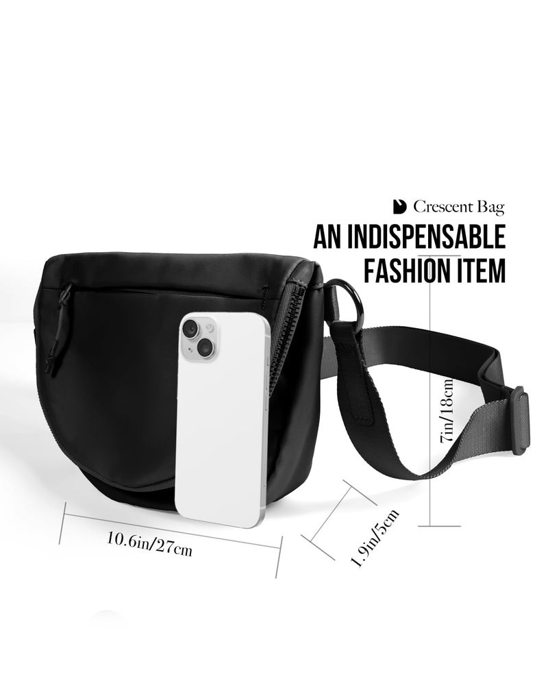 MEISEY Crescent Moon Bag for Women and Men, Fashion Medium Nylon Folding Crescent Moon Bag Single Shoulder with Adjustable Strap, Suitable for Exercise/Running/Hiking/Daily Travel/Work (black) - Image 4