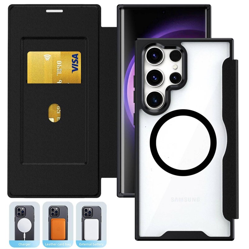 MagSafe Case | Acrylic | Khaki | Card Holder | Drop Protection | Shockproof Cover for Samsung Galaxy A54 - Image 2