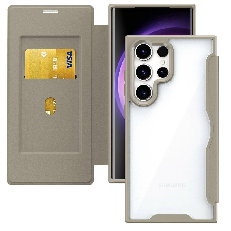 MagSafe Case | Acrylic | Khaki | Card Holder | Drop Protection | Shockproof Cover for Samsung Galaxy A54 - Image 1