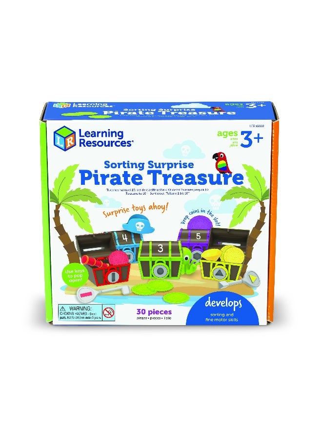 Learning Resources كنز القراصنة المفاجئ للتصنيف (مجموعة من 30 قطعة، قفل ومفتاح، للأعمار 3 سنوات فما فوق) - Image 2