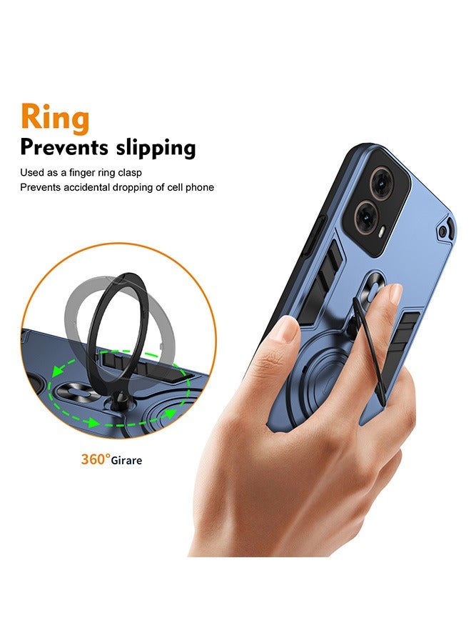 جمورو ملحقات غطاء حماية لهاتف Motorola Moto G85 5G مع حماية عدسة الكاميرا، غطاء خلفي مضاد للخدش والصدمات وبصمات الأصابع مع حامل حلقي مغناطيسي 360 درجة في السيارة - Image 3