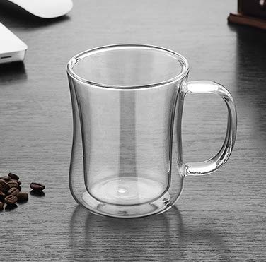 we3 Double Wall Thermal Insulated Mug for Drinking Tea, Coffee, Espresso, Juice, Wine, Latte, Cappuccino Stackable Glass Cup with Handle (420 ml Each) - Image 3