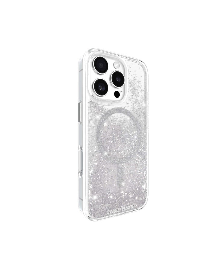 CASE-MATE Waterfall Case w/ Magsafe For Apple iPhone 16 Pro 6.3-inch 2024| 12-Ft Drop Protection w/ Anti-Scratch Anti Yellowing Coating, Raised Edges, Fashion Case, Wireless Charging - White Silver - Image 2