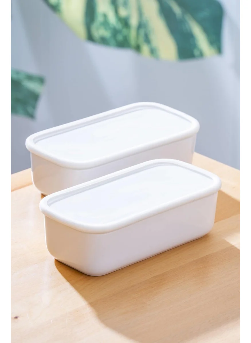 أكار Nora 2 Piece Vacuum Rectangular Porcelain Breakfast Bowl - 18 cm