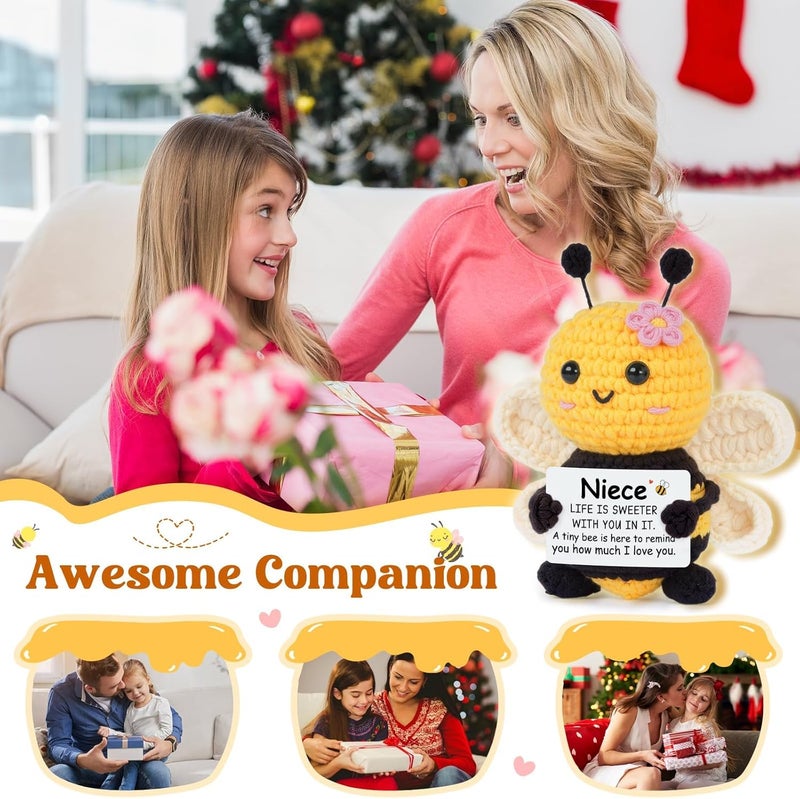 Gleevera Niece Gifts from Aunt, Gifts for Niece Christmas Ideas - Cute Handmade Crochet Bee - Birthday Valentines Mothers Day Present for Niece from Aunt Auntie Emotional Support Crochet Decor - Image 4