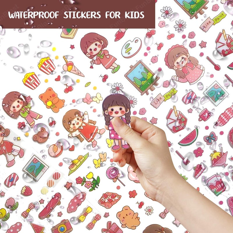 FunBlast ملصقات كرتونية لطيفة - 20 ورقة ملصقات وشي لطيفة لمشاريع، مجموعة ملصقات ورقية بأسلوب ياباني للفتيات، حجم كل ورقة - 40x8 سم (قد يختلف اللون والتصميم) ذاتية اللصق - Image 3