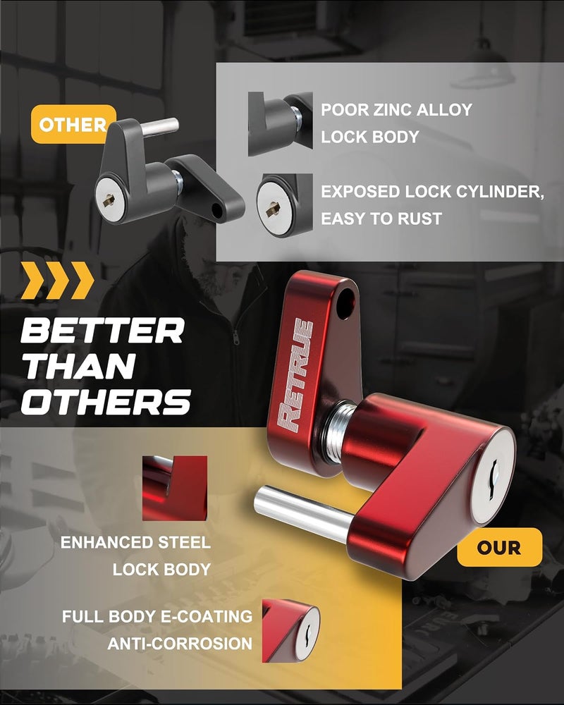 RETRUE Trailer Tongue Coupler Lock, Trailer Hitch Lock,Dia 1/4 Inch, 3/4 Inch Span for Tow Boat RV Truck Car's Coupler, Red - Image 4