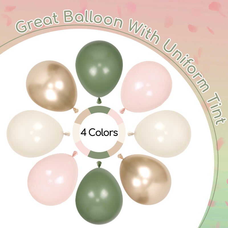 Leraqertra 136pcs Pink and Green Balloon Arch Kit with Metallic Gold Sand White Sage Green and Pink Balloons for Boho Baby in Bloom Baby Bridal Shower Gender Reveal Birthday Party Decorations - Image 4