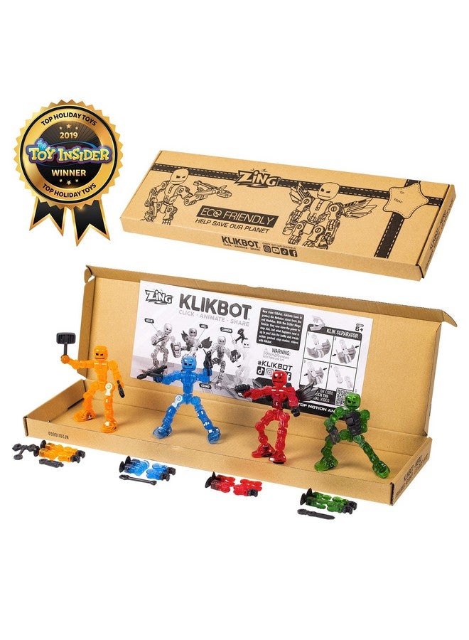 Zing زينغ كليك بوت، مجموعة كاملة من 4 شخصيات عمل قابلة للتشكيل مع أسلحة، شفافة، لإنشاء رسوم متحركة بتقنية التوقف، للأعمار من 6 سنوات وما فوق (السلسلة 1 الأبطال) - Image 2