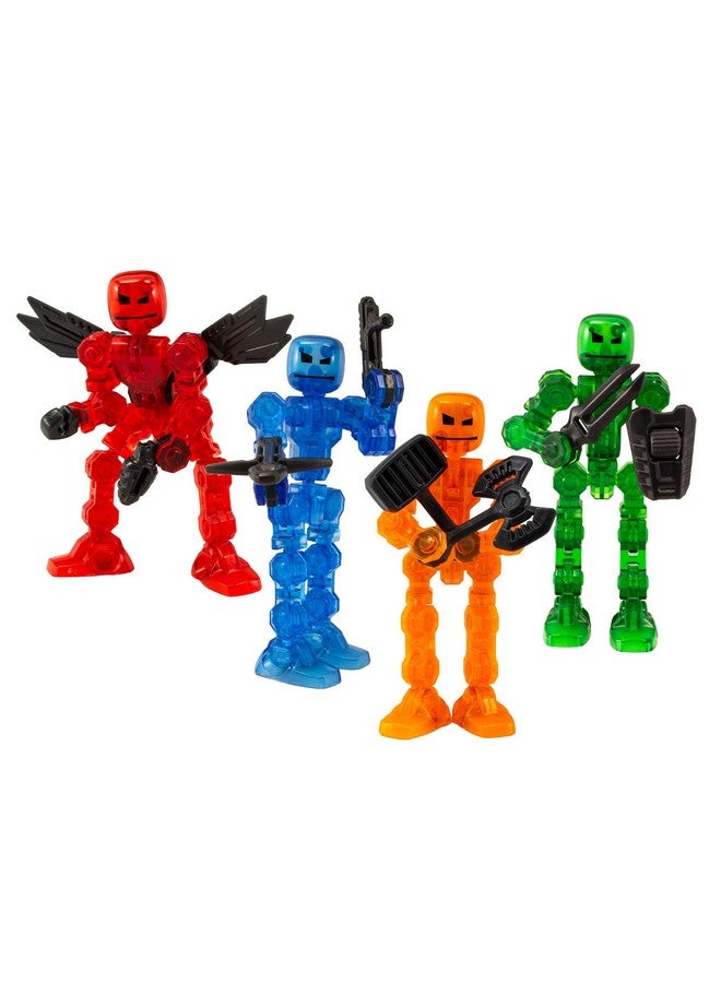 Zing زينغ كليك بوت، مجموعة كاملة من 4 شخصيات عمل قابلة للتشكيل مع أسلحة، شفافة، لإنشاء رسوم متحركة بتقنية التوقف، للأعمار من 6 سنوات وما فوق (السلسلة 1 الأبطال) - Image 1